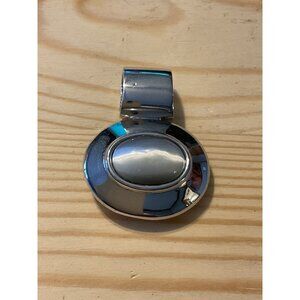 Silver Tone Metal Pendant with Gray/Silver Acrylic Center Stone